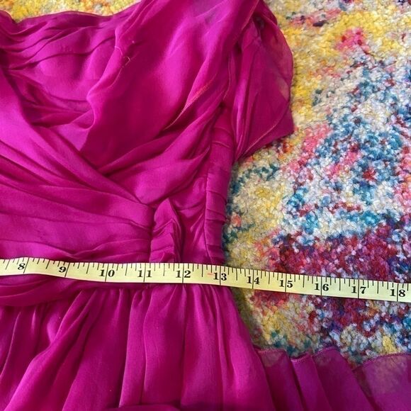 Dolce & Gabbana magenta silk chiffon bustier gathered fit & flare dress size 40 - Picture 7 of 16